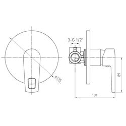 Baterie pentru dus Volle Benita 15173200 (Chrome) Thumb