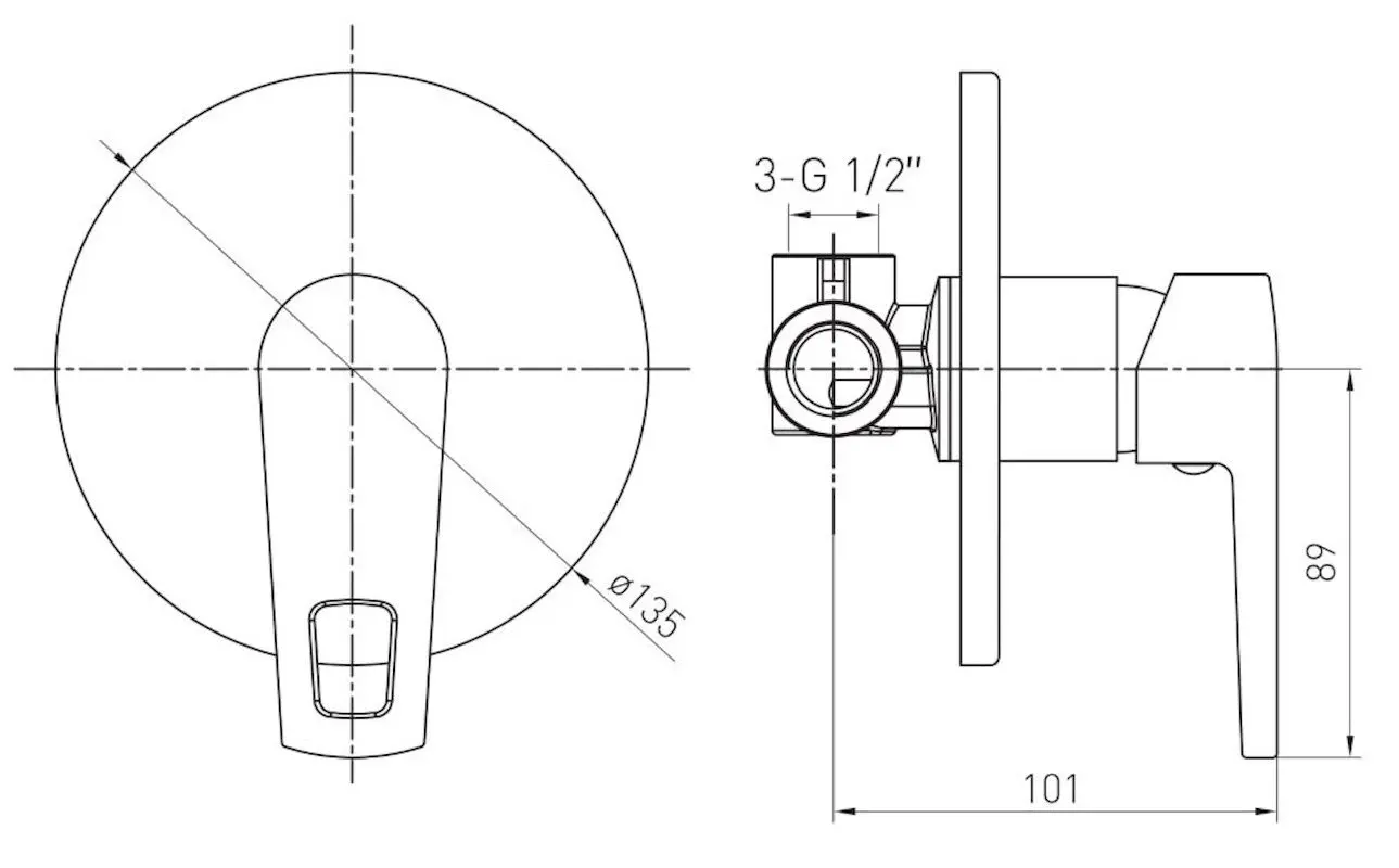 Baterie pentru dus Volle Benita 15173200 (Chrome) - 3