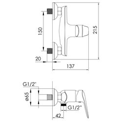 Baterie pentru dus Volle Dios 1536.100101 (Chrome) Thumb