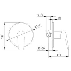 Baterie pentru dus Volle Dios 1536.100201 (Chrome) Thumb