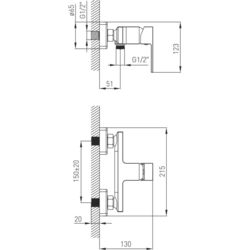 Смеситель для душа Volle Leon 1511.100101 (Chrome) Thumb