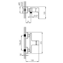 Baterie pentru dus Volle Leon 15213100 (Chrome) Thumb