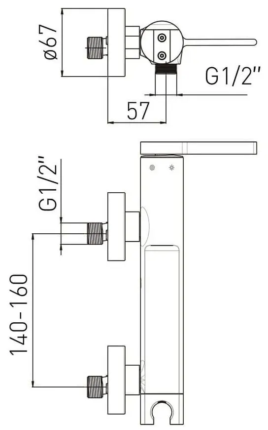 Baterie pentru dus Volle Mora 1537.100101 (Chrome) - 3