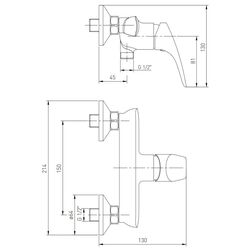 Baterie pentru dus Volle Orlando 15193100 (Chrome) Thumb