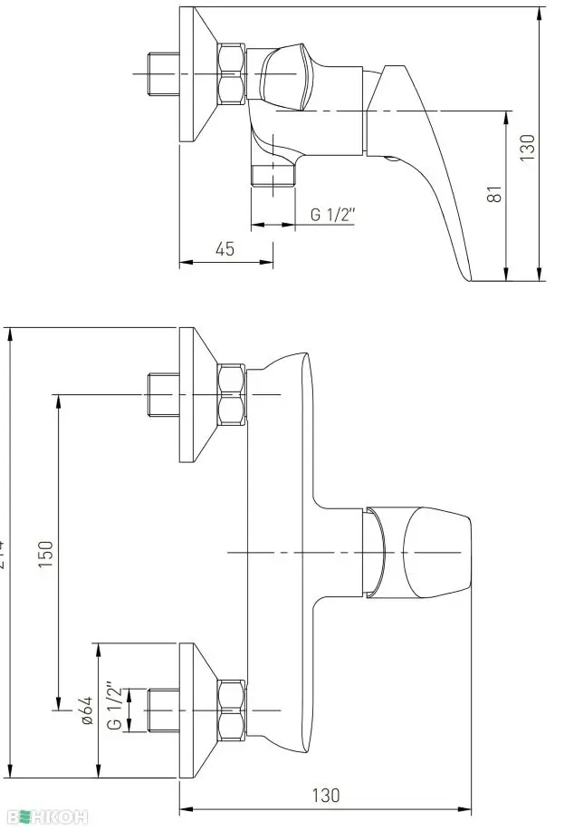 Baterie pentru dus Volle Orlando 1525.100101 (Chrome) - 3