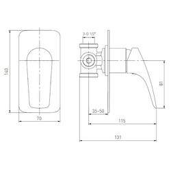 Baterie pentru dus Volle Orlando 1525.100201 (Chrome) Thumb