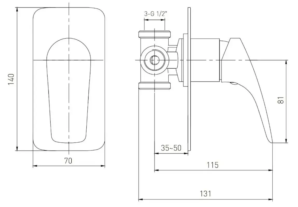 Baterie pentru dus Volle Orlando 1525.100201 (Chrome) - 3
