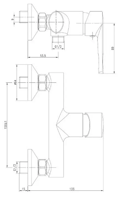 Baterie pentru dus Volle Solar 1530.100101 (Chrome) - 2