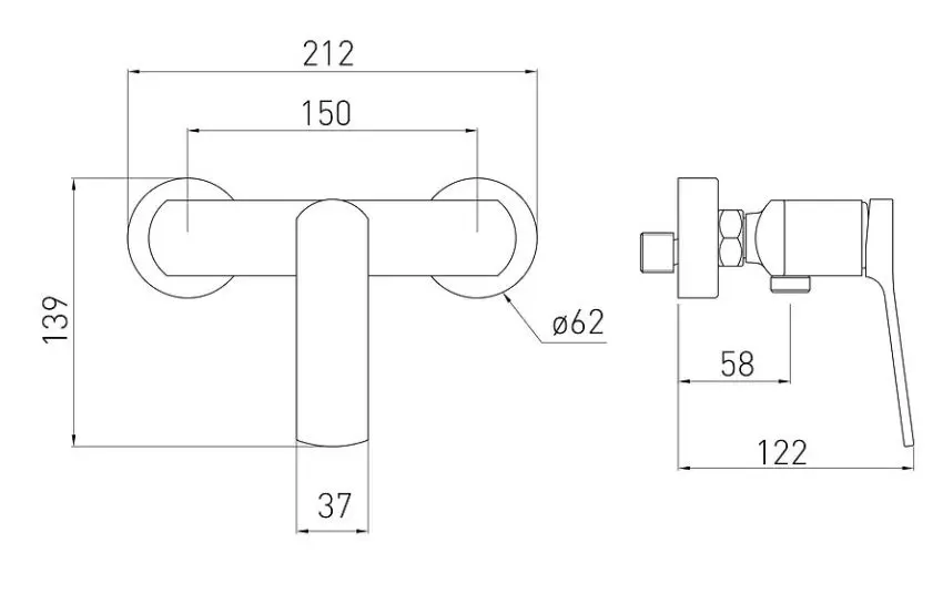 Baterie pentru dus Volle Solo 1510.101001 (Chrome) - 3
