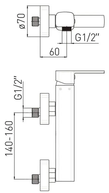 Baterie pentru dus Volle Sota 1538.100101 (Chrome) - 2
