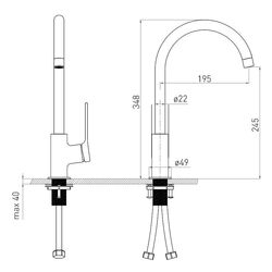 Baterie pentru bucatarie Volle Solo 1510.111001 (Chrome) Thumb