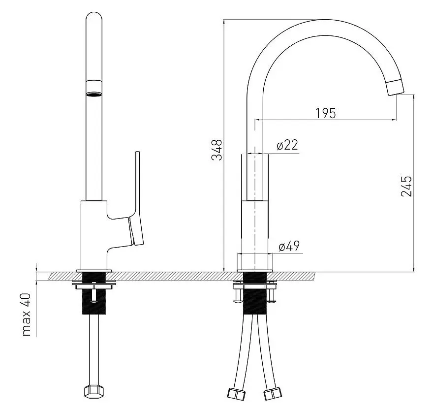 Baterie pentru bucatarie Volle Solo 1510.111001 (Chrome) - 3