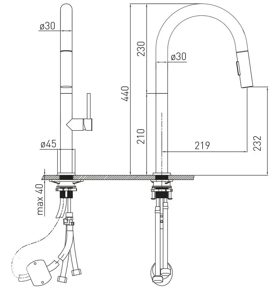 Baterie pentru chiuveta Volle Bravo C 1500.110304 (Black) - 3