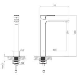 Baterie pentru lavoar Volle 10-40-1200 (Black) Thumb
