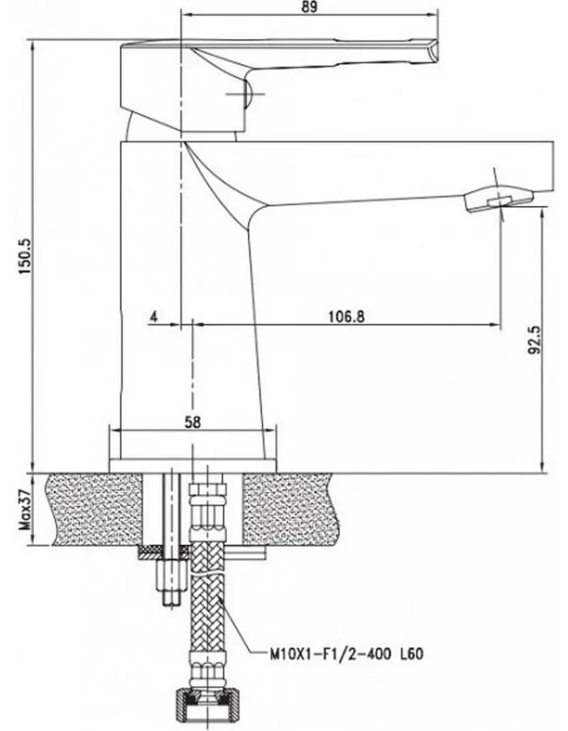 Baterie pentru lavoar Volle Benita 15171100 (Chrome) - 3