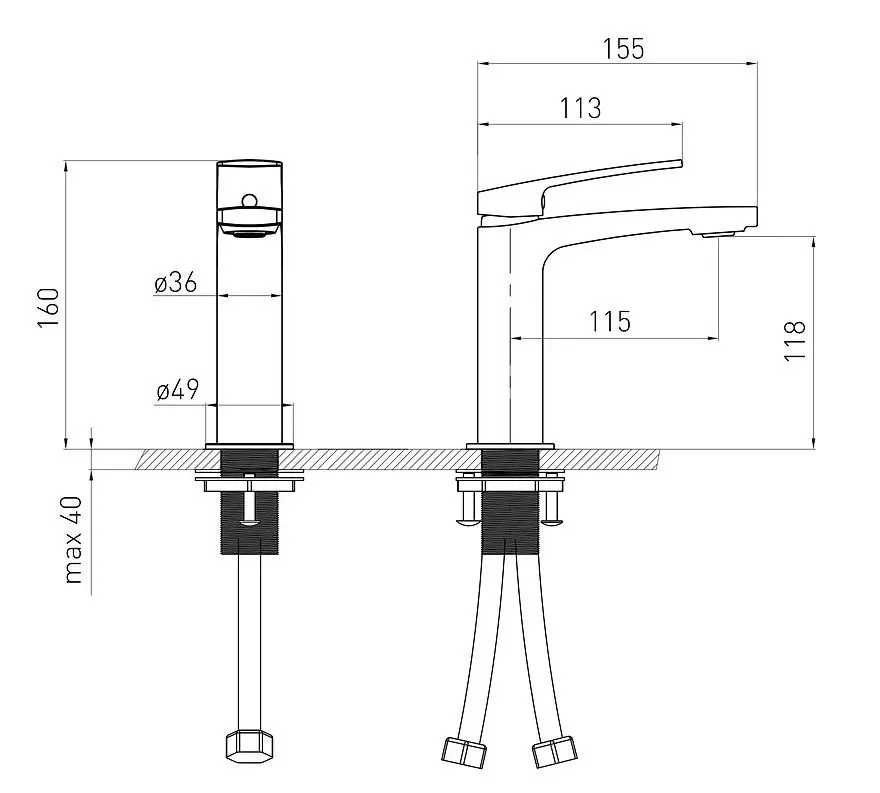 Смеситель для умывальника Volle Cante 1512.011104 (Black)