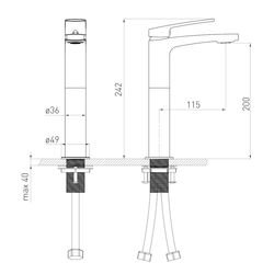 Baterie pentru lavoar Volle Cante 1512.011301 (Chrome) Thumb