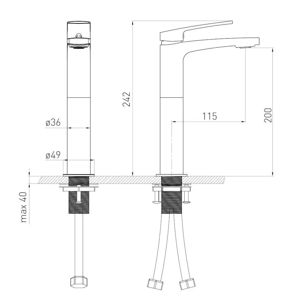 Baterie pentru lavoar Volle Cante 1512.011301 (Chrome) - 3
