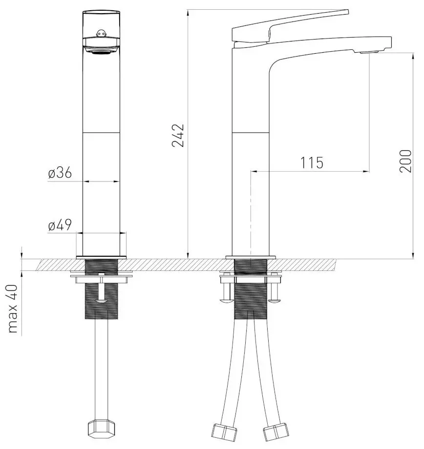 Baterie pentru lavoar Volle Cante 1512.011304 (Black)