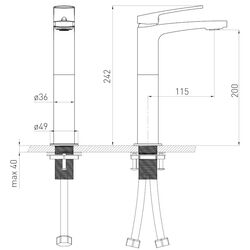 Baterie pentru lavoar Volle Cante 1512.011305 (Graphite) Thumb