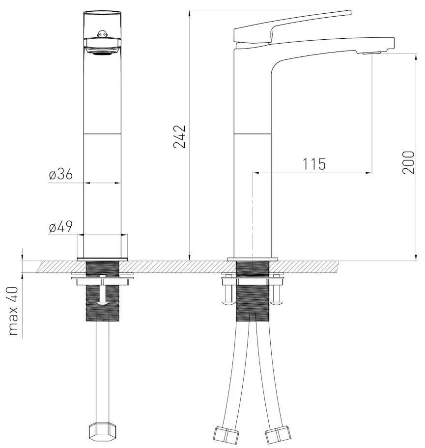 Baterie pentru lavoar Volle Cante 1512.011305 (Graphite) - 3
