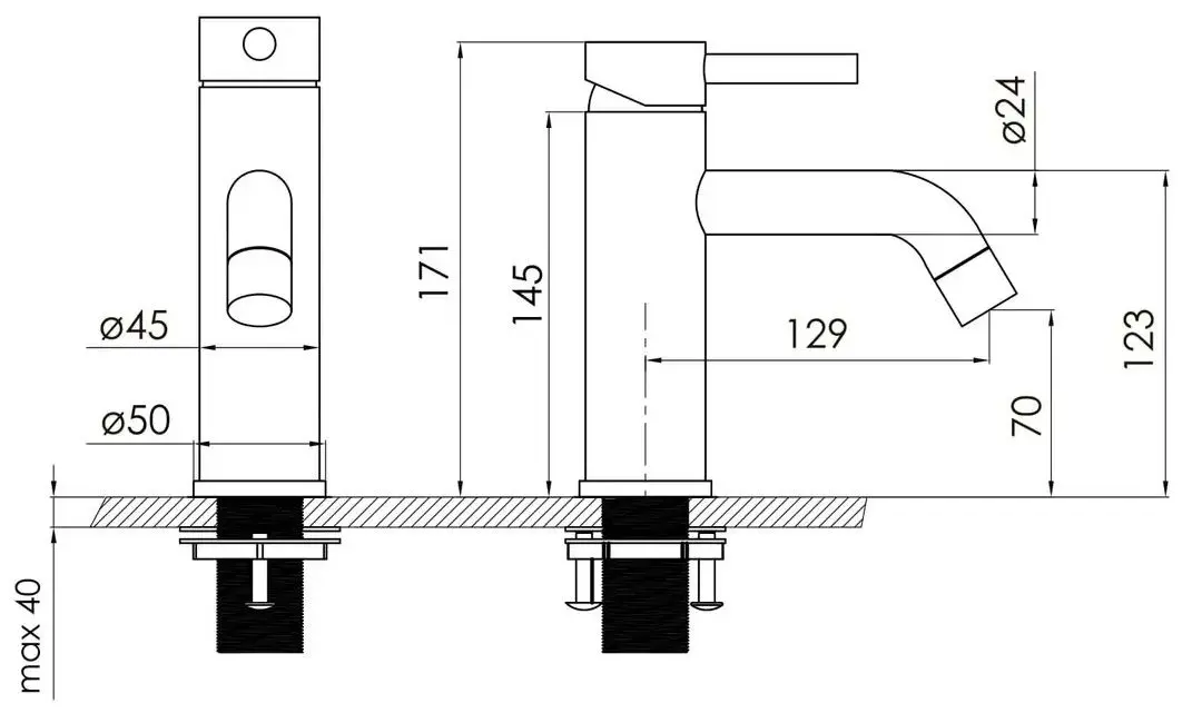 Baterie pentru lavoar Volle Cruze 1547.010106 (Graphite) - 3
