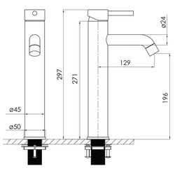 Baterie pentru lavoar Volle Cruze 1547.010201 (Chrome) Thumb