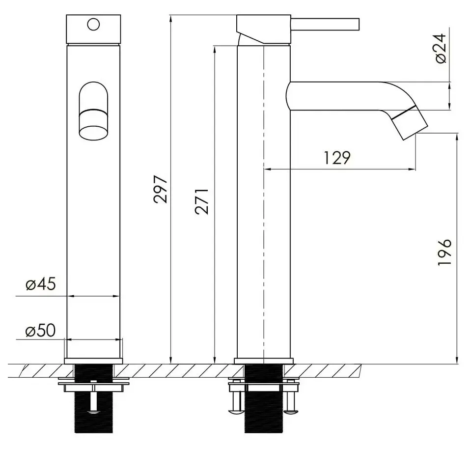 Baterie pentru lavoar Volle Cruze 1547.010201 (Chrome)