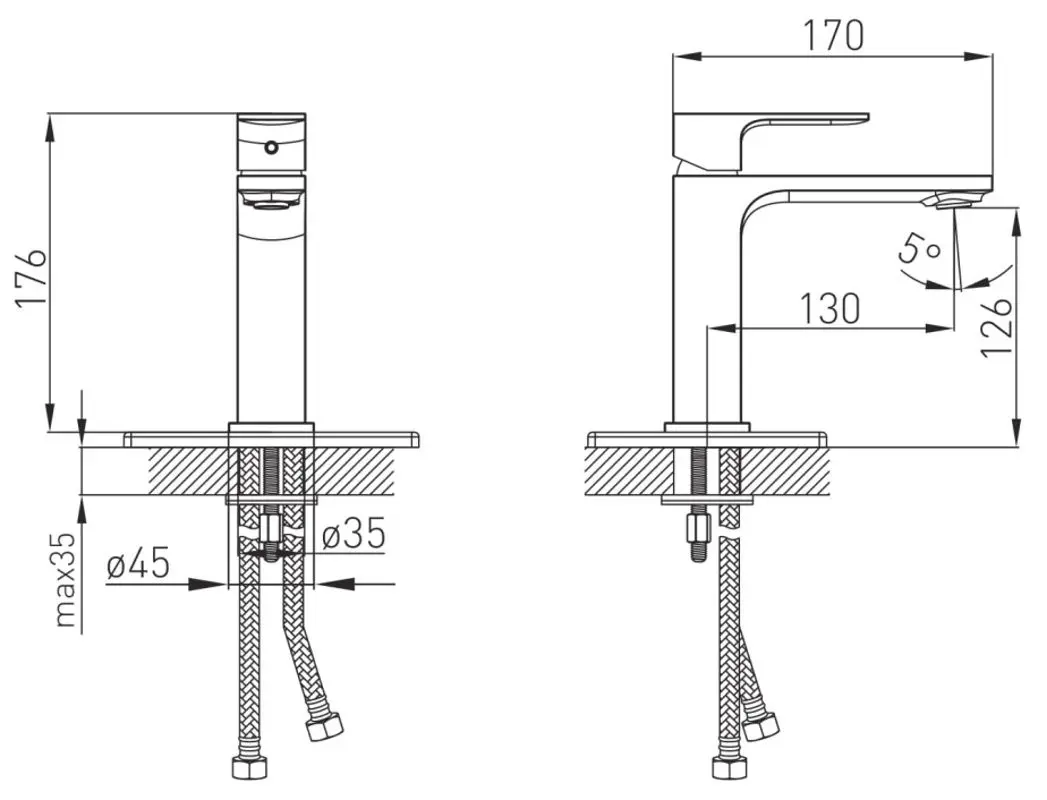 Baterie pentru lavoar Volle Leon 15211100 (Chrome) - 3