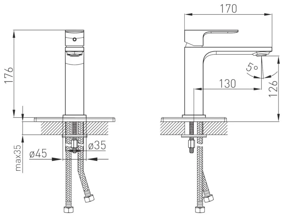 Смеситель для умывальника Volle Leon 1511.010104 (Black)