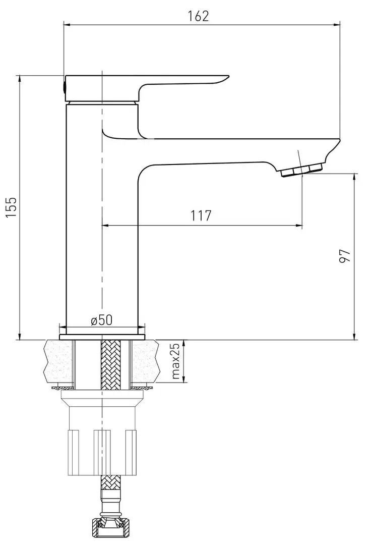 Baterie pentru lavoar Volle Libra 1521.010104 (Black) - 2