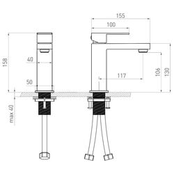 Baterie pentru lavoar Volle Pardo 1548.010101 (Chrome) Thumb
