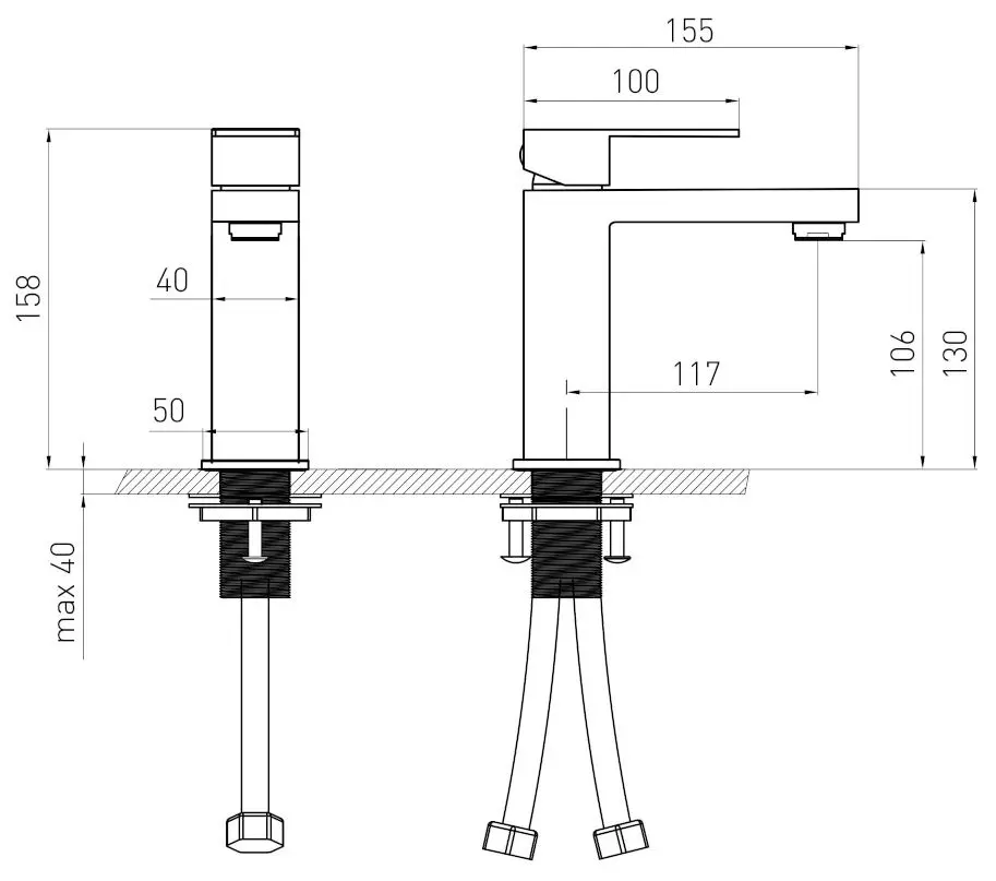 Baterie pentru lavoar Volle Pardo 1548.010102 (Nickel) - 3