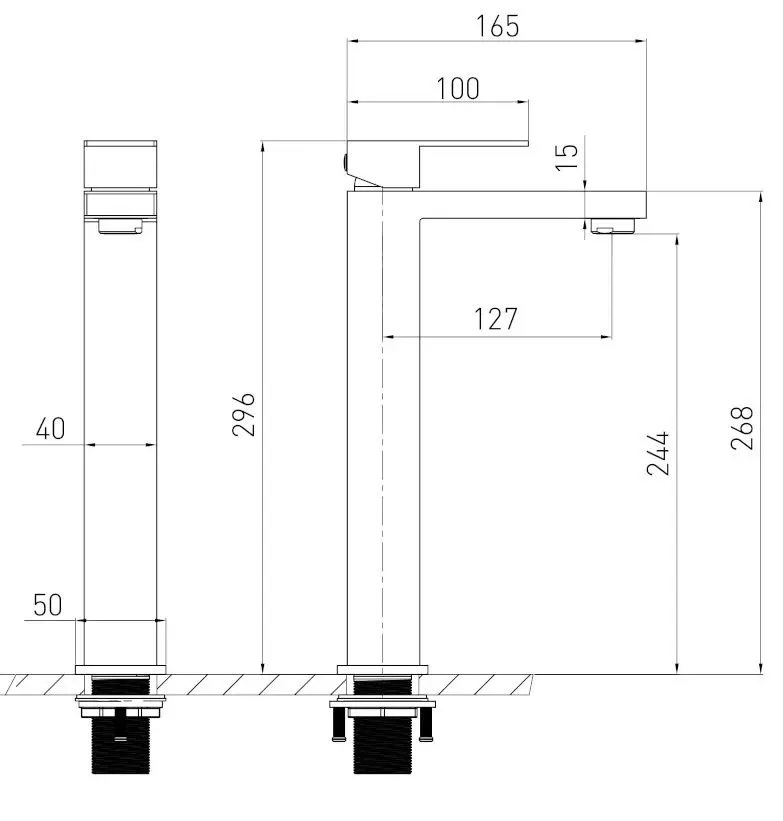 Baterie pentru lavoar Volle Pardo 1548.010206 (Graphite) - 3