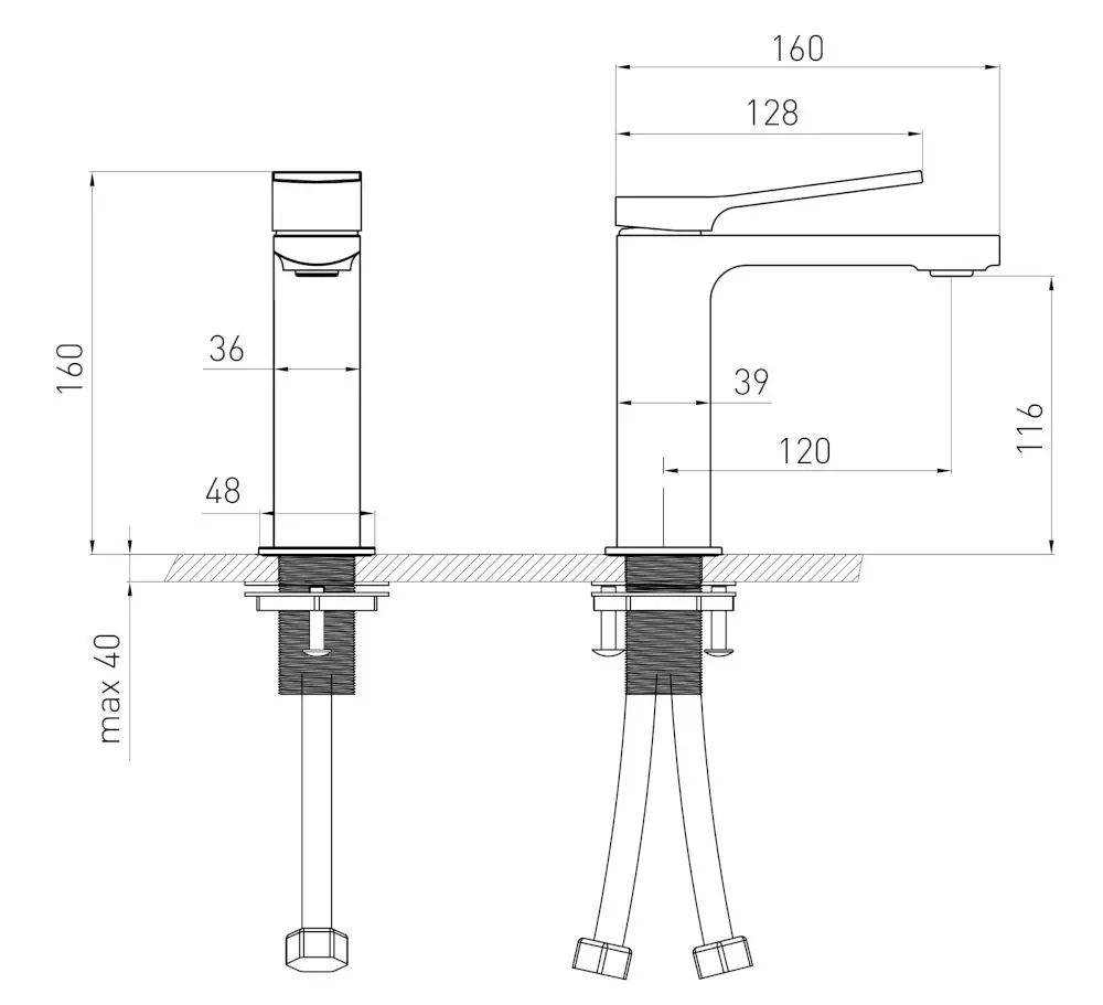 Baterie pentru lavoar Volle Solo 1510.011102 (Brushed Nickel)