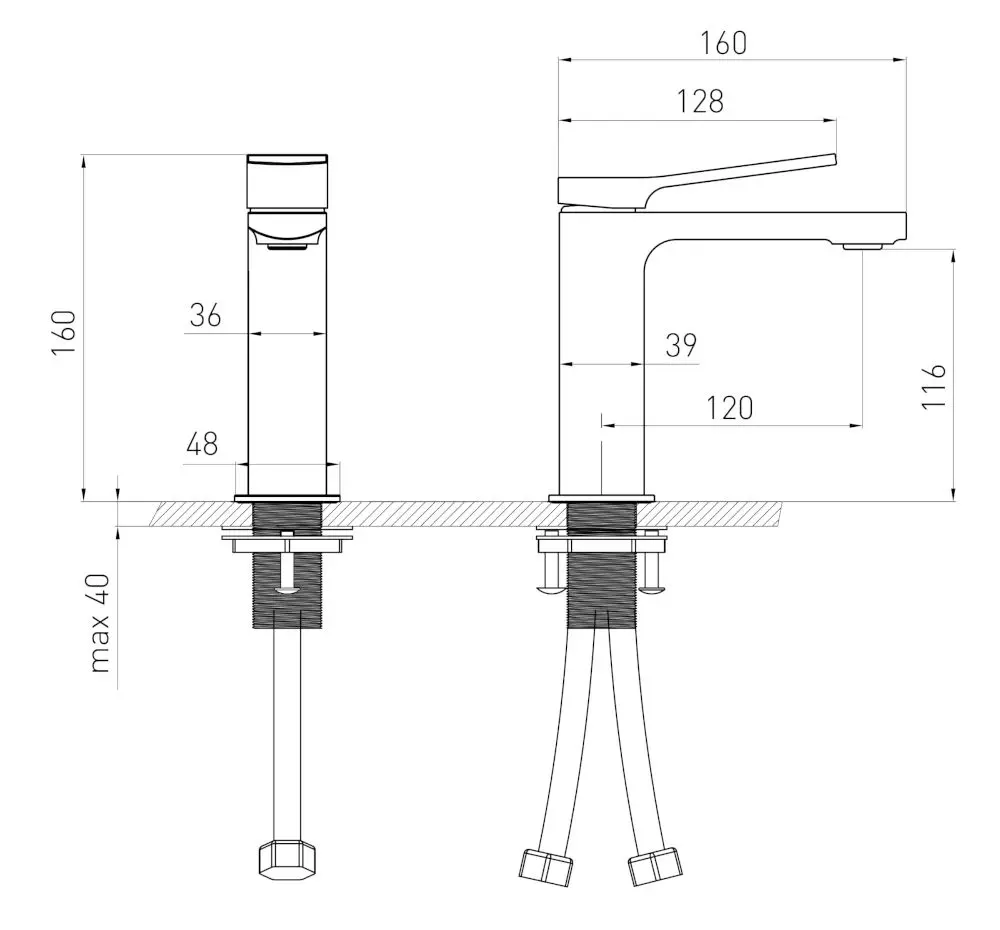 Baterie pentru lavoar Volle Solo 1510.011104 (Black)
