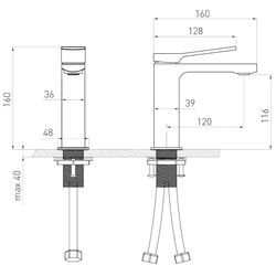 Baterie pentru lavoar Volle Solo 1510.011105 (Graphite) Thumb
