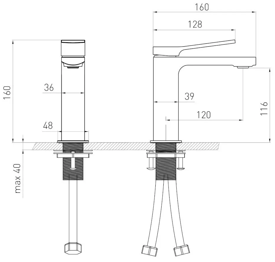 Baterie pentru lavoar Volle Solo 1510.011105 (Graphite)