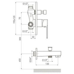 Baterie pentru cada si dus Volle Sota 1538.100301 (Chrome) Thumb