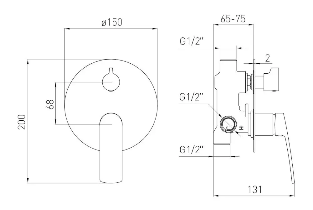 Baterie pentru cada si dus Volle Cante 1512.031405 (Graphite)