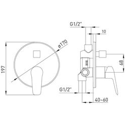Baterie pentru cada cu montare ascunsa Volle Dios 1536.030201 (Chrome) Thumb