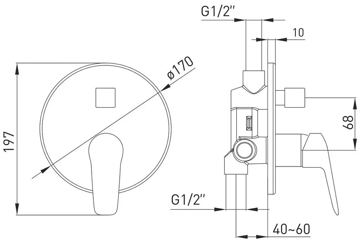 Baterie pentru cada cu montare ascunsa Volle Dios 1536.030201 (Chrome) - 3