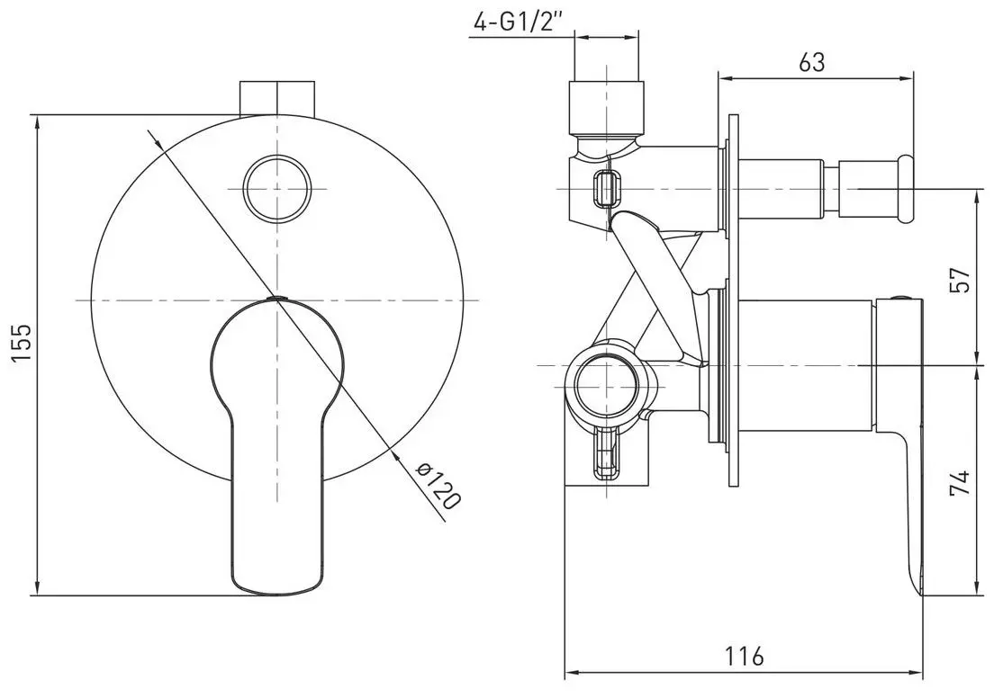 Baterie pentru cada cu montare ascunsa Volle Libra 15202200 (Chrome) - 3