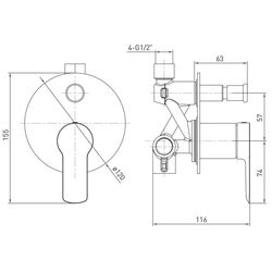 Baterie pentru cada cu montare ascunsa Volle Libra 1521.030201 (Chrome) Thumb