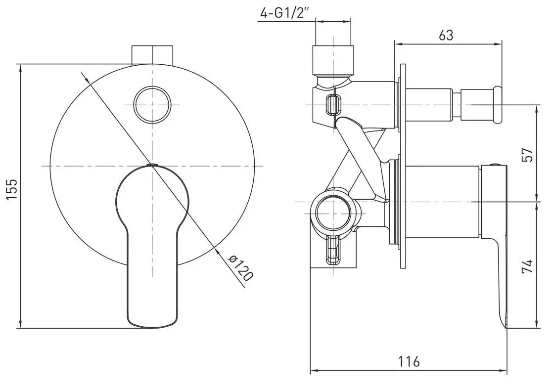 Baterie pentru cada cu montare ascunsa Volle Libra 1521.030201 (Chrome) - 3