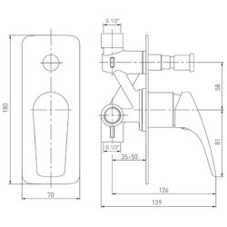 Baterie pentru cada cu montare ascunsa Volle Orlando 15192200 (Chrome) Thumb