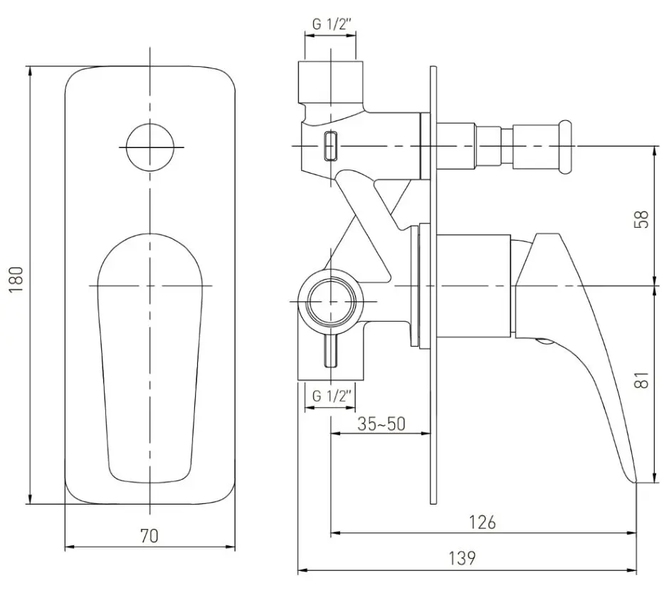 Baterie pentru cada cu montare ascunsa Volle Orlando 15192200 (Chrome) - 2