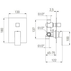 Baterie pentru cada cu montare ascunsa Volle Pardo 1548.030206 (Graphite) Thumb