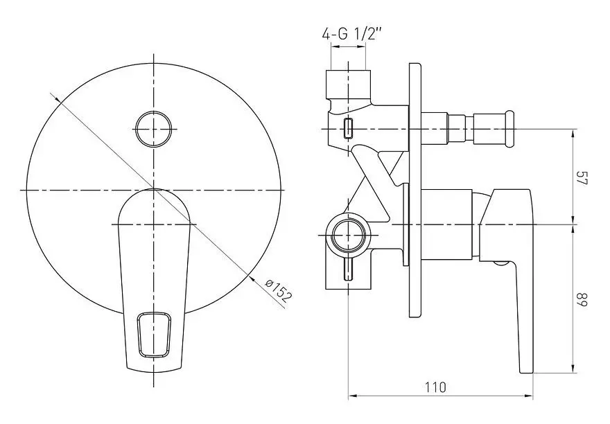 Baterie pentru cada si dus Volle Solar 1530.030201 (Chrome) - 2