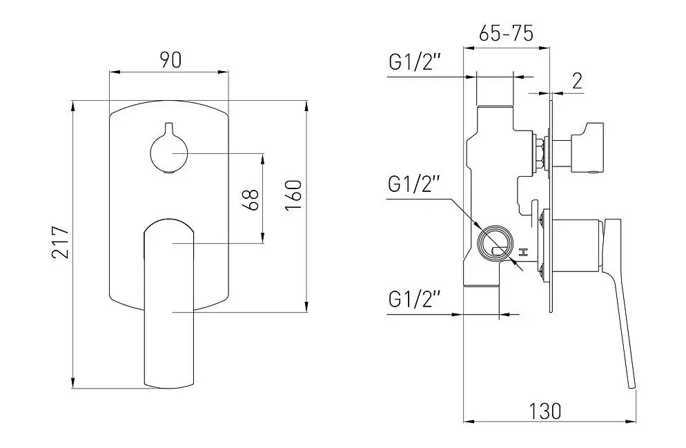 Смеситель для ванны и душа Volle Solo 1510.031401 (Chrome)